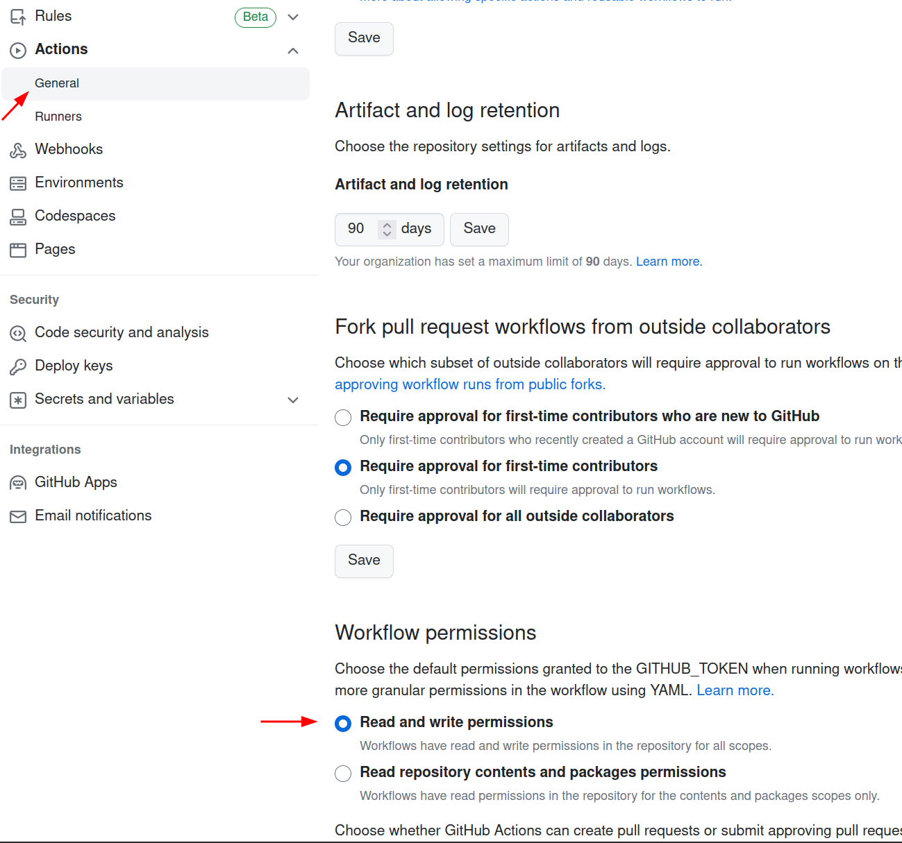 Workflow permissions
